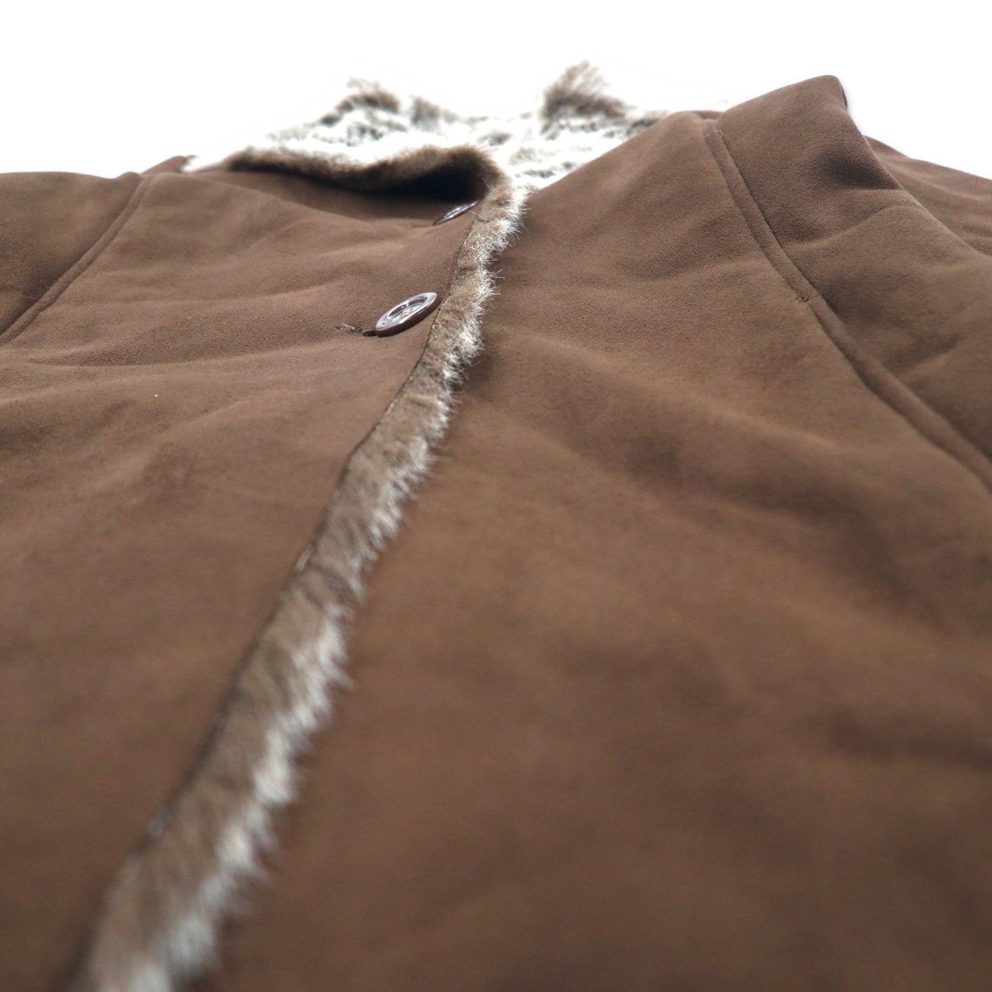 90s Vintage Faux Shearling Coat by MARVIN RICHARDS, Size M, Brown, Polyester, Faux Eco-Friendly Fur