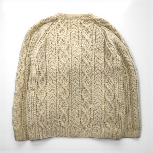 80s Ireland Vintage Fisherman Knit フィッシャーマン アラン ニット カーディガン M ローゲージ くるみボタン Blarney Woollen Mills アイルランド製