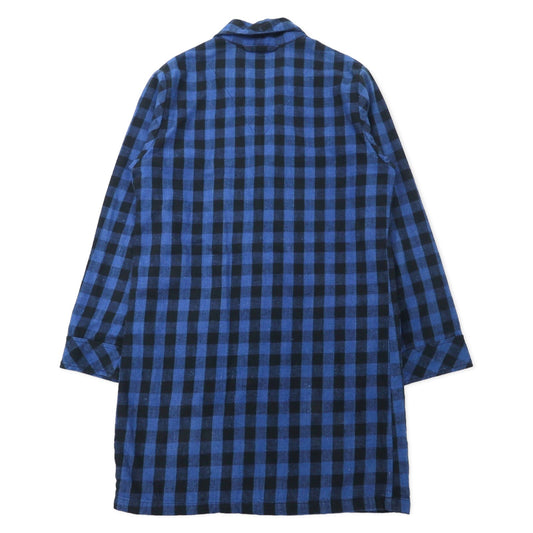 BLUE BLUE Chesterfield Coat, Size 2, Blue Check Cotton, Indigo Dye, Made in Japan