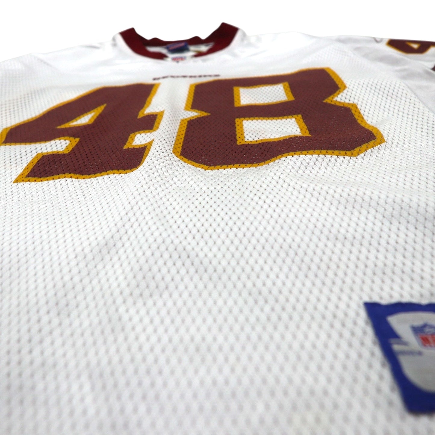Reebok Game Shirt, Size M, White Polyester Mesh, Numbered NFL Washington Redskins Football Uniform