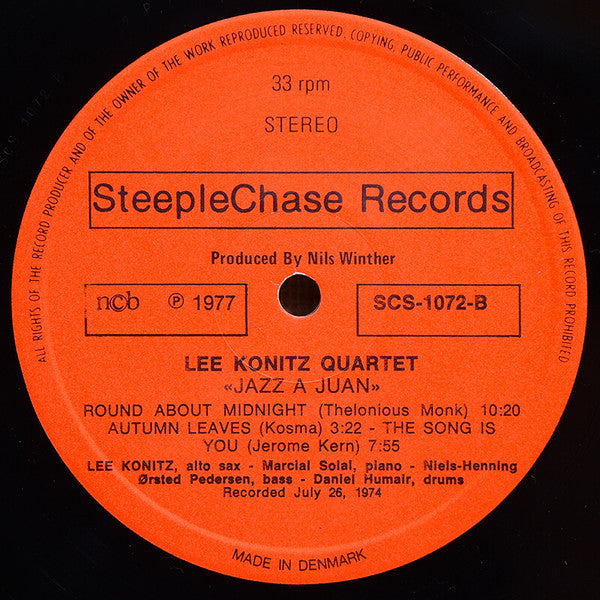 The Lee Konitz Quartet - Jazz À Juan (Vinyl, LP, Album) Very Good (VG) / Very Good (VG)