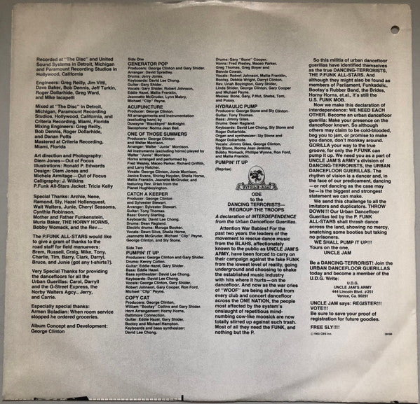 P-Funk All Stars - Urban Dancefloor Guerillas (Vinyl, LP, Album) Good Plus (G+) / Very Good (VG)