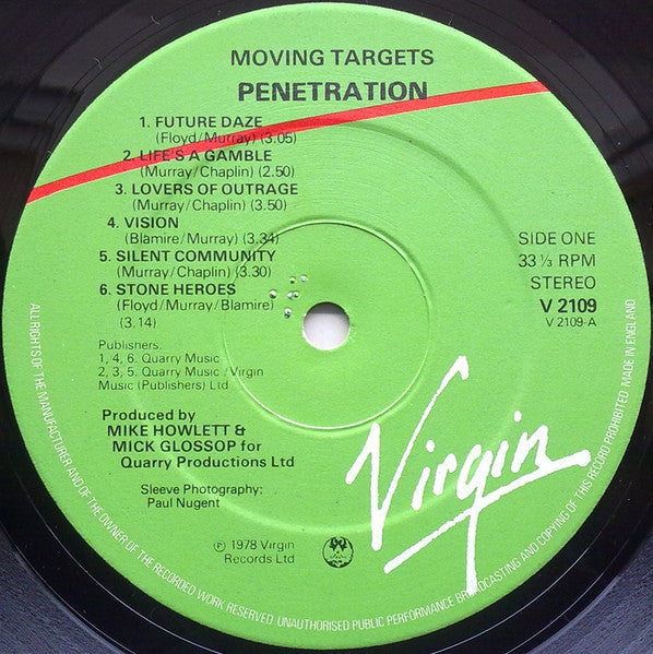 Penetration (2) - Moving Targets (Vinyl, LP, Album, Repress, Stereo) Very Good Plus (VG+) / Very Good (VG)