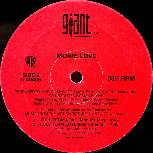 Monie Love - Full Term Love (Vinyl, 12", Maxi-Single, 33 ⅓ RPM) Very Good (VG) / Very Good (VG)