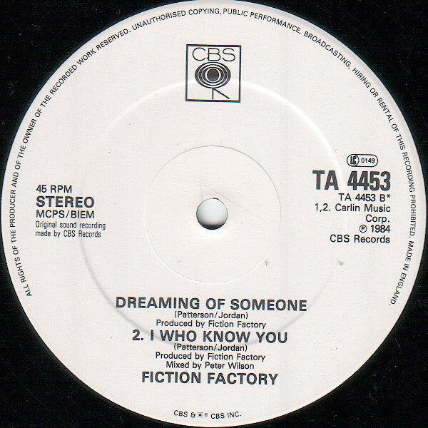 Fiction Factory - All Or Nothing (Extended Version) (Vinyl, 12", 45 RPM, Single) Very Good Plus (VG+) / Very Good Plus (VG+)
