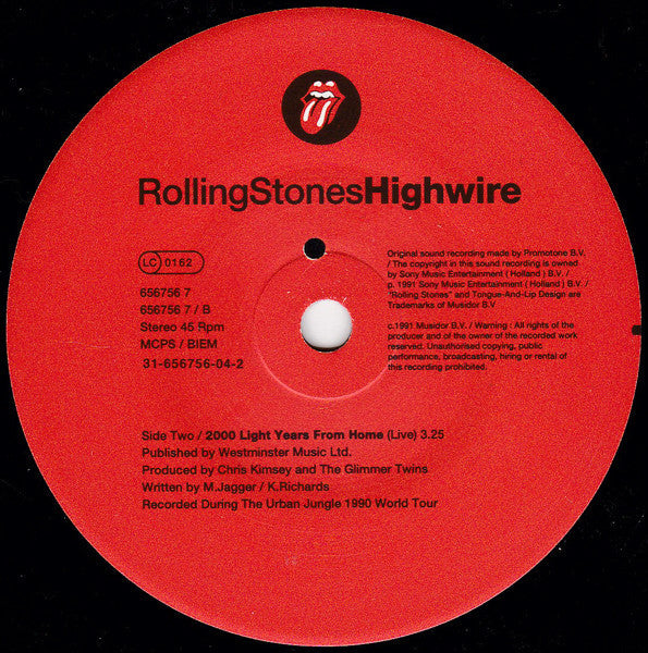 The Rolling Stones - Highwire (Vinyl, 7", 45 RPM, Single) Very Good Plus (VG+) / Very Good Plus (VG+)