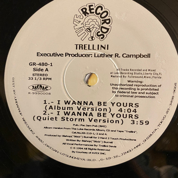 Trellini - I Wanna Be Yours (Vinyl, 12", 33 ⅓ RPM, Single, Reissue) Very Good (VG) / Very Good Plus (VG+)