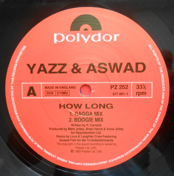 Yazz - How Long (Vinyl, 12", 33 ⅓ RPM, Single) Very Good (VG) / Very Good (VG)