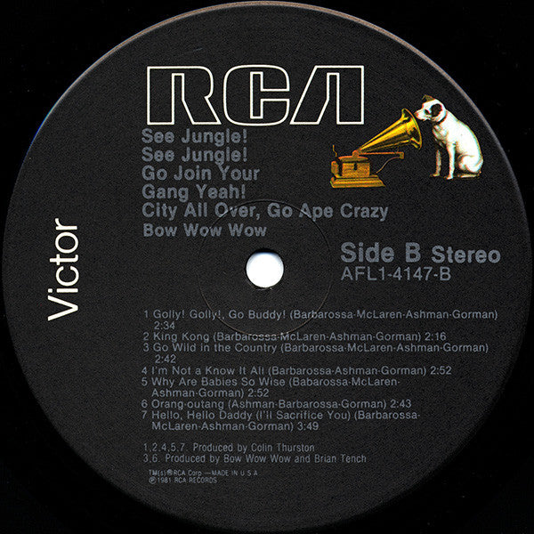 Bow Wow Wow - See Jungle! See Jungle! Go Join Your Gang Yeah! City All Over, Go Ape Crazy (Vinyl, LP, Album) Very Good (VG) / Good Plus (G+)