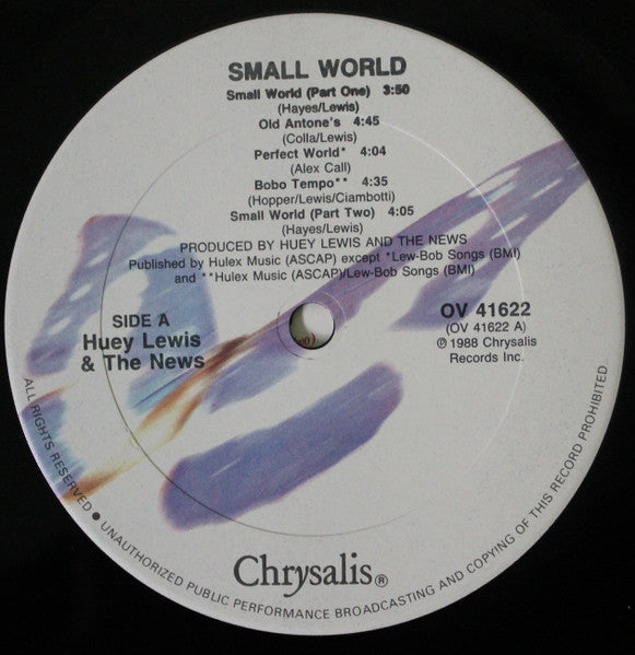Huey Lewis & The News - Small World (Vinyl, LP, Album, Stereo) Very Good (VG) / Near Mint (NM or M-)