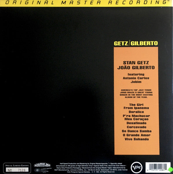 Stan Getz - Getz / Gilberto (Vinyl, LP, Album, Limited Edition, Numbered, Reissue, Remastered, Special Edition, Stereo) Near Mint (NM or M-) / Very Good Plus (VG+)