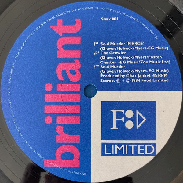 Brilliant - Soul Murder (Vinyl, 12", 45 RPM) Very Good Plus (VG+) / Very Good Plus (VG+)
