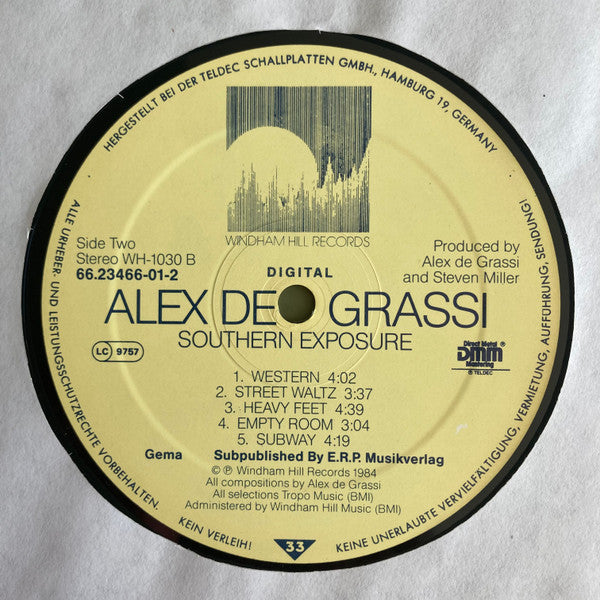 Alex De Grassi - Southern Exposure (Vinyl, LP, Album, Compilation, Stereo) Very Good Plus (VG+) / Very Good Plus (VG+)