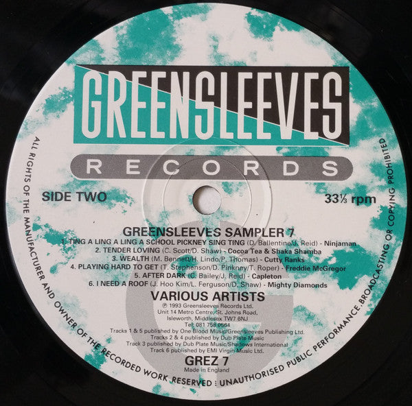 Various - Greensleeves Sampler 7 (Vinyl, LP, Compilation) Very Good Plus (VG+) / Very Good Plus (VG+)
