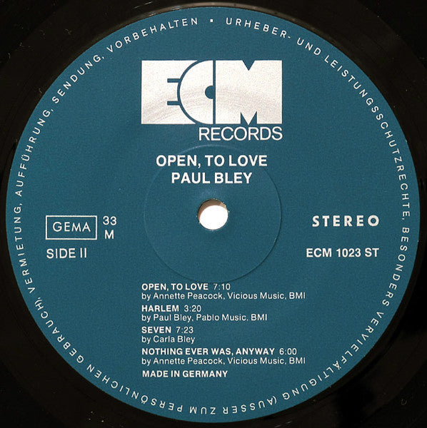Paul Bley - Open, To Love (Vinyl, LP, Album)