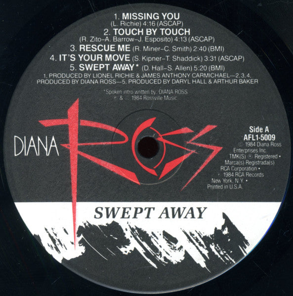 Diana Ross - Swept Away (Vinyl, LP, Album, Stereo) Very Good Plus (VG+) / Very Good (VG)