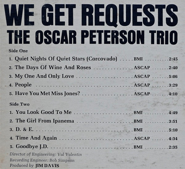 The Oscar Peterson Trio - We Get Requests (Vinyl, LP, Album, Stereo)