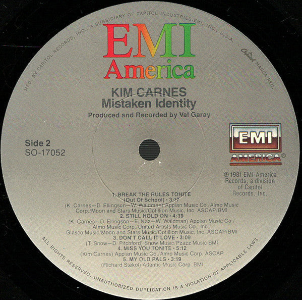 Kim Carnes - Mistaken Identity (Vinyl, LP, Album, Stereo)