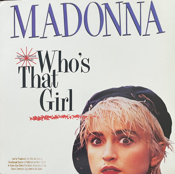 Madonna - Who's That Girl (Vinyl, 12", 45 RPM, Maxi-Single, Stereo) Good Plus (G+) / Very Good Plus (VG+)