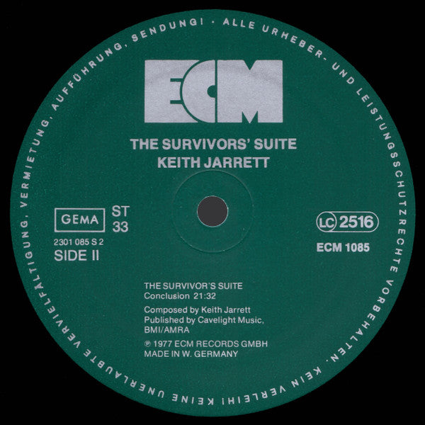 Keith Jarrett - The Survivors' Suite (Vinyl, LP, Album, Stereo) Very Good (VG) / Very Good (VG)