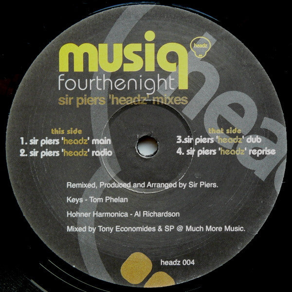 Musiq Soulchild - Fourthenight (Sir Piers 'Headz' Mixes) (Vinyl, 12", 33 ⅓ RPM, Unofficial Release) Good Plus (G+) / Generic