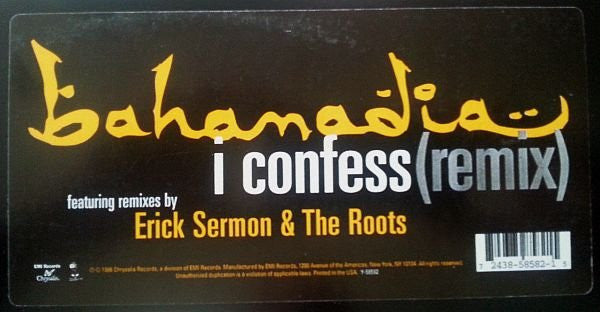 Bahamadia - I Confess (Remix) (Vinyl, 12") Very Good (VG) / Very Good (VG)