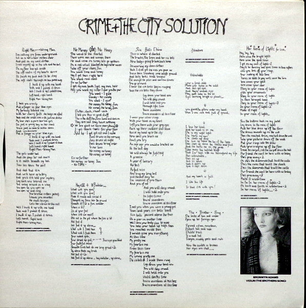 Crime & The City Solution - Room Of Lights (Vinyl, LP, Album) Very Good (VG) / Very Good Plus (VG+)