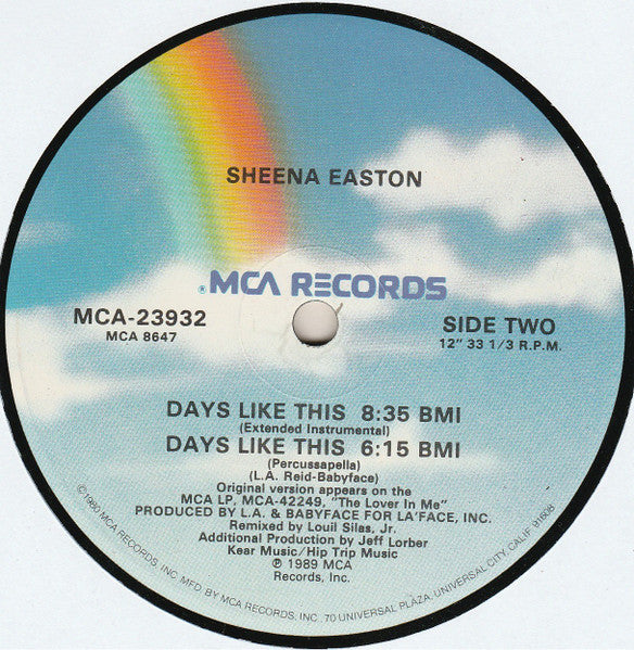 Sheena Easton - Days Like This (Vinyl, 12", 33 ⅓ RPM, Single) Very Good Plus (VG+) / Very Good Plus (VG+)