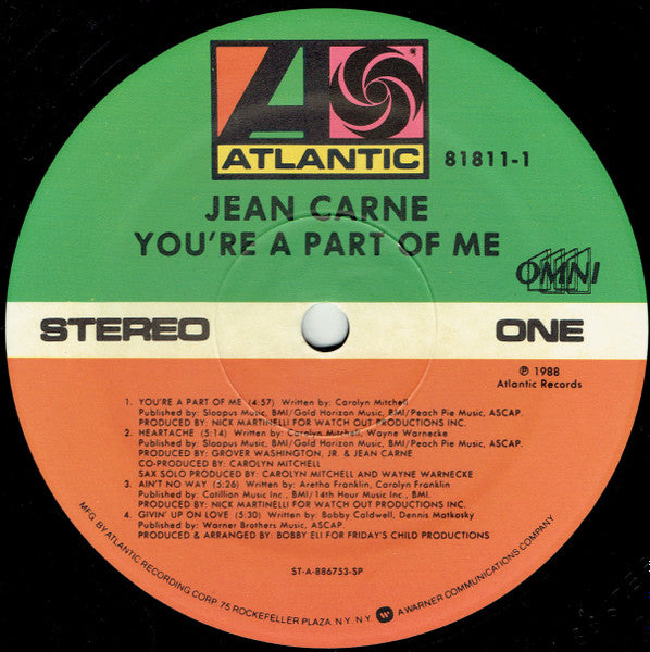 Jean Carn - You're A Part Of Me (Vinyl, LP, Album) Very Good (VG) / Very Good (VG)