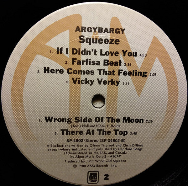 Squeeze (2) - Argybargy (Vinyl, LP, Album, Stereo) Very Good (VG) / Very Good Plus (VG+)