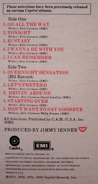 Raspberries - Raspberries' Best - Featuring Eric Carmen (Vinyl, LP, Compilation, Reissue) Very Good (VG) / Very Good (VG)