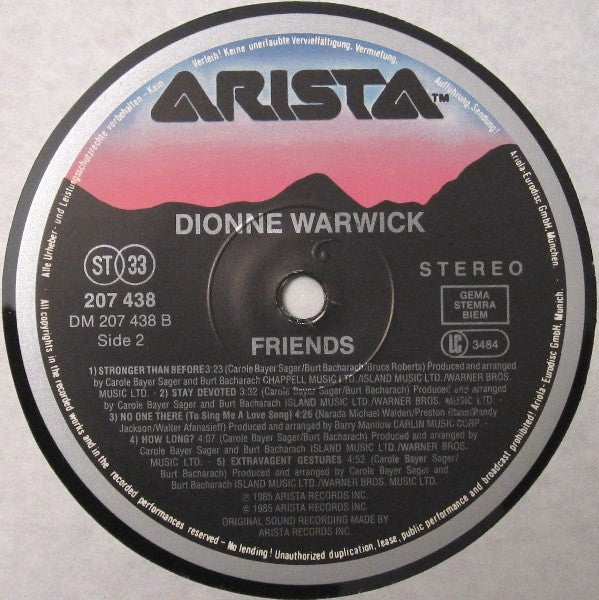 Dionne Warwick - Friends (Vinyl, LP, Album, Stereo) Very Good (VG) / Good Plus (G+)