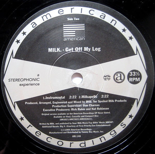 Milk Dee - Get Off My Log (Vinyl, 12", 33 ⅓ RPM) Very Good (VG) / Very Good (VG)