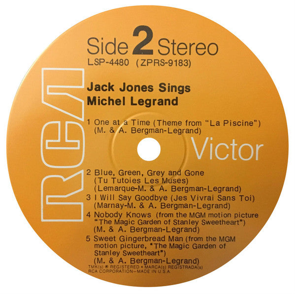 Jack Jones - Sings Michel Legrand (Vinyl, LP, Album, Stereo) Very Good Plus (VG+) / Fair (F)