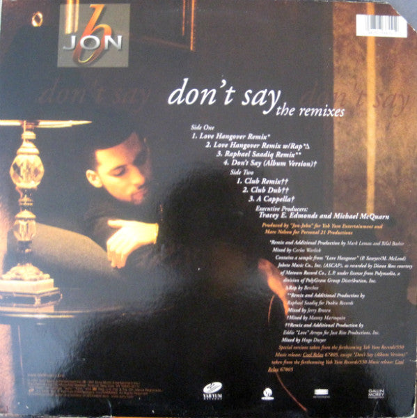 Jon B - Don't Say (The Remixes) (Vinyl, 12") Good Plus (G+) / Very Good Plus (VG+)