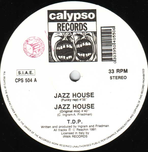 TDP - Jazz House (Vinyl, 12", 45 RPM) Very Good (VG) / Very Good (VG)