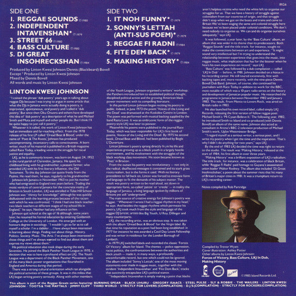 Linton Kwesi Johnson - Reggae Greats (Vinyl, LP, Album, Compilation)