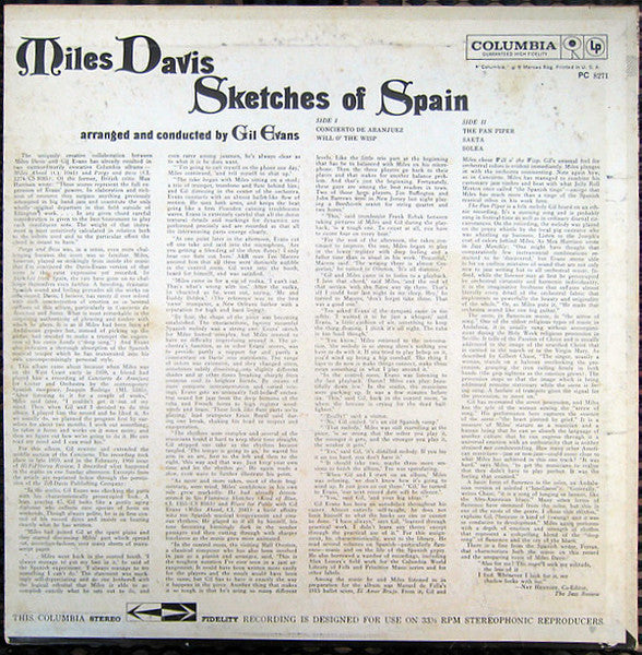 Miles Davis - Sketches Of Spain (Vinyl, LP, Album, Reissue, Stereo) Very Good Plus (VG+) / Very Good (VG)