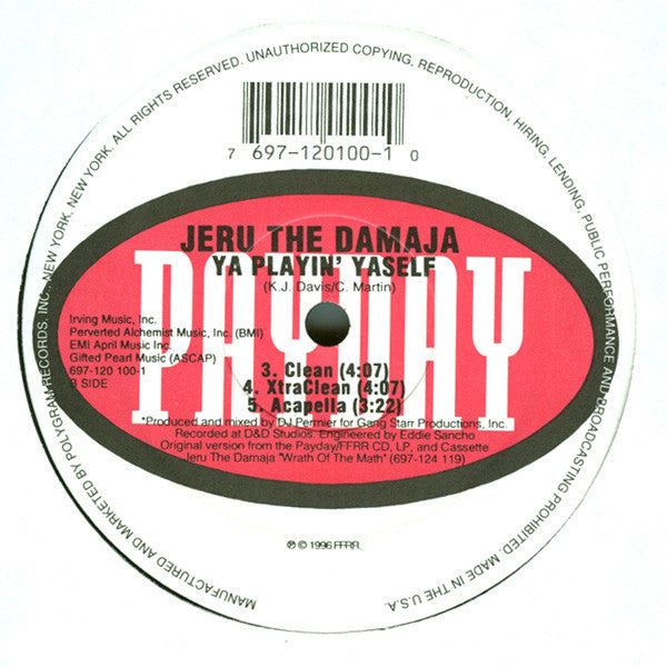 Jeru The Damaja - Ya Playin' Yaself (Vinyl, 12", 33 ⅓ RPM) Mint (M) / Mint (M)
