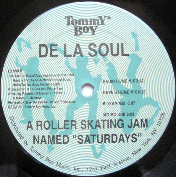 De La Soul - A Roller Skating Jam Named "Saturdays" (Vinyl, 12", 33 ⅓ RPM, Maxi-Single) Very Good (VG) / Very Good (VG)