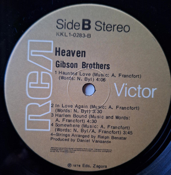 Gibson Brothers - Heaven (Vinyl, LP, Album) Very Good (VG) / Very Good (VG)