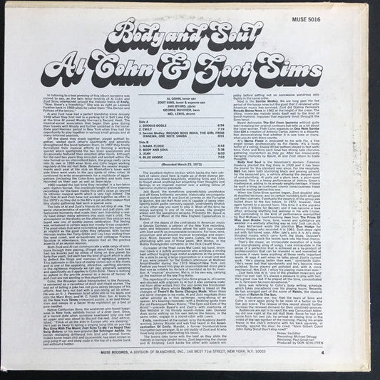 Al Cohn - Body And Soul (Vinyl, LP, Album, Stereo) Very Good (VG) / Good Plus (G+)