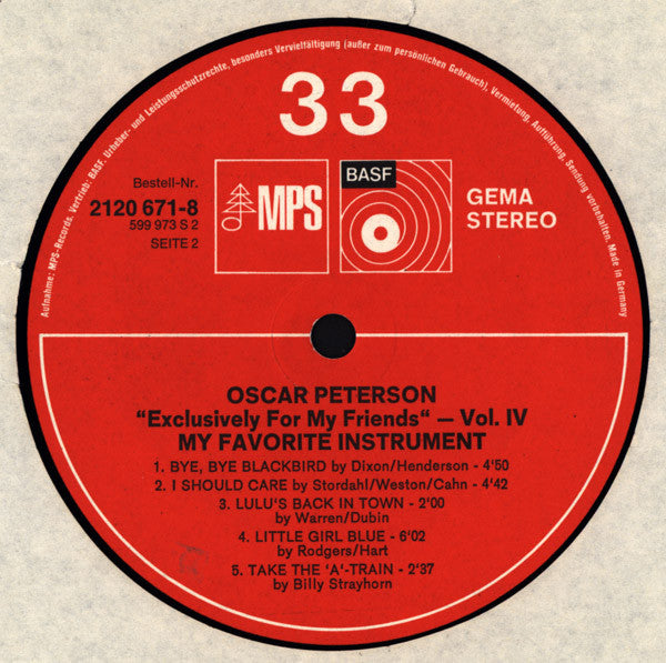 Oscar Peterson - My Favorite Instrument (Vinyl, LP, Album, Repress) Very Good Plus (VG+) / Very Good (VG)