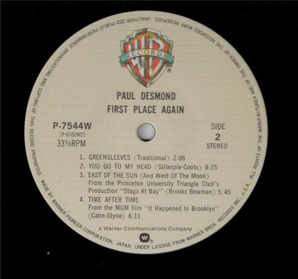 Paul Desmond - "First Place Again" Playboy (Vinyl, LP, Album, Stere...