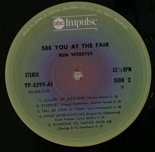 Ben Webster - See You At The Fair (Vinyl, LP, Album, Reissue, Stereo) Very Good (VG) / Very Good (VG)