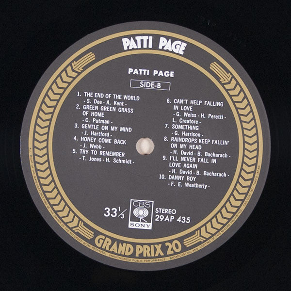 Patti Page - Grand Prix 20 (Vinyl, LP, Compilation) Very Good Plus (VG+) / Very Good Plus (VG+)