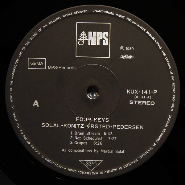 Martial Solal - Four Keys (Vinyl, Album, LP) Very Good Plus (VG+) / Very Good Plus (VG+)