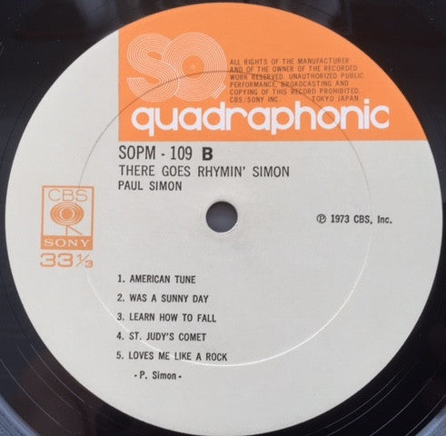 Paul Simon - There Goes Rhymin' Simon (Vinyl, LP, Album, Quadraphonic) Very Good (VG) / Good Plus (G+)