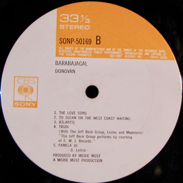 Donovan - Barabajagal (Vinyl, LP, Album) Good Plus (G+) / Very Good (VG)
