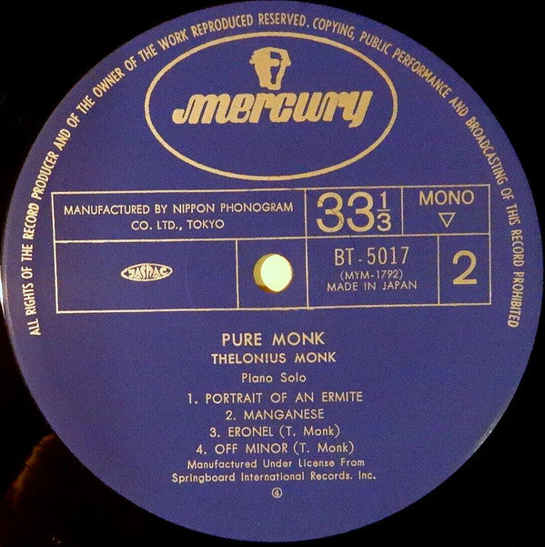 Thelonious Monk - Pure Monk (Piano Solos) (Vinyl, LP, Album, Reissu...